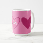 ピンクかわいらしハートバレンタインデー コーヒーマグカップ (正面右)