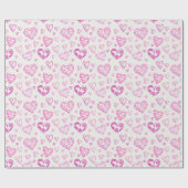 ピンクかわいらしハートロマンチック包み紙 ラッピングペーパー (フラット)