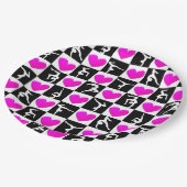 ピンクかわいらしハート体操デザイン ペーパープレート (アングル)