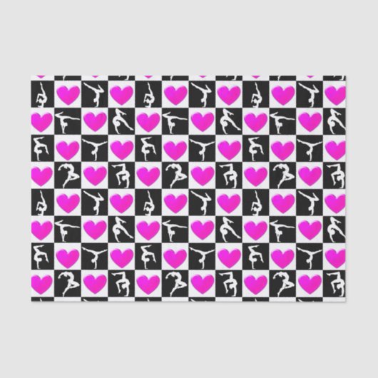 ピンクかわいらしハート体操デザイン 薄葉紙 (正面)