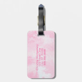 ピンクかわいらしハート名前をカスタムするモノグラムイニシャル ラゲッジタグ (裏面縦)