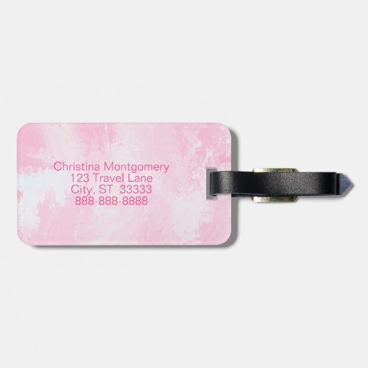 ピンクかわいらしハート名前をカスタムするモノグラムイニシャル ラゲッジタグ (裏面横)