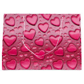 ピンクかわいらしハート状水滴抱き枕 ラージペーパーバッグ (正面)