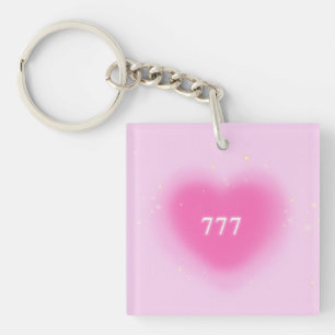 ピンクかわいらしハート美学エンジェルNumber 777 キーホルダー