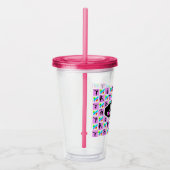 ピンクかわいらしバタフライ体操デザイン アクリルタンブラー (右)