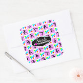 ピンクかわいらしバタフライ体操デザイン スクエアシール (封筒)