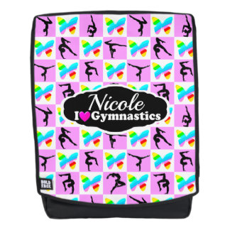 ピンクかわいらしバタフライ体操デザイン バックパック