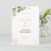 ピンクかわいらしバタフライ結婚式招待状 招待状 (スタンド正面)