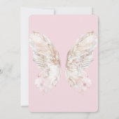 ピンクかわいらしバタフライ金ゴールドグリジーフレーム誕生日 招待状 (裏面)