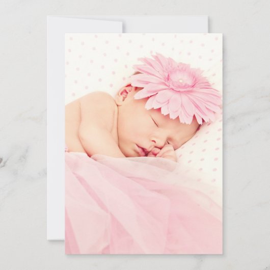 ピンクかわいらしバタフライ&クロスフォトバプテスマ招待状 招待状 (裏面)