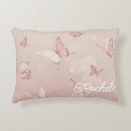 ピンクかわいらしバタフライbas mitzva装飾用クッション アクセントクッション