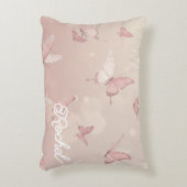 ピンクかわいらしバタフライbas mitzva装飾用クッション アクセントクッション (正面(垂直))