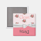 ピンクかわいらしバラ食洗機磁石の模様 マグネット (正面/裏面)