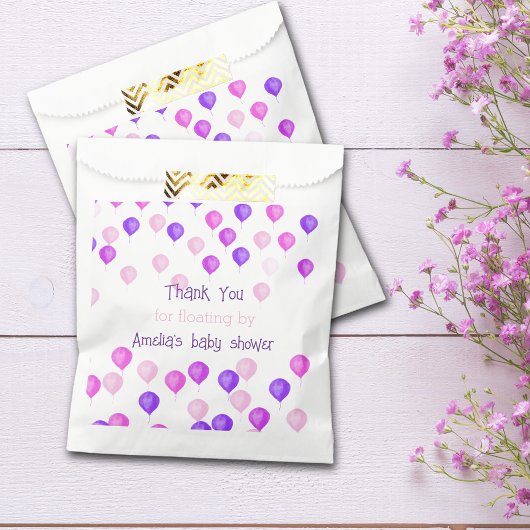 ピンクかわいらしバルーン赤ちゃんシャワー フェイバーバッグ