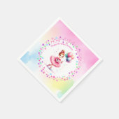 ピンクかわいらしバレリーナガールの誕生日パーティー スタンダードカクテルナプキン (角)