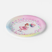 ピンクかわいらしバレリーナガールの誕生日パーティー ペーパープレート (アングル)