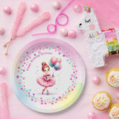 ピンクかわいらしバレリーナガールの誕生日パーティー ペーパープレート (パーティー)