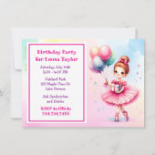 ピンクかわいらしバレリーナガールの誕生日パーティー 招待状 (裏面)