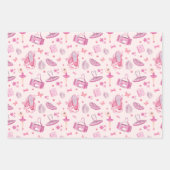 ピンクかわいらしバレリーナ女子の誕生日パーティーで ラッピングペーパーシート (正面)