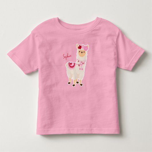 ピンクかわいらしバレンタインデラマ小さな女の子名 トドラーTシャツ (正面)