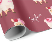ピンクかわいらしバレンタインデラマ小さな女の子名 ラッピングペーパー (ロールコーナー)