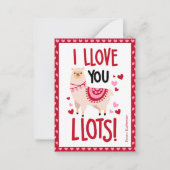 ピンクかわいらしバレンタインデーLlama教室 ノートカード (正面)