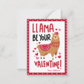 ピンクかわいらしバレンタインデーLlama教室 ノートカード (正面)