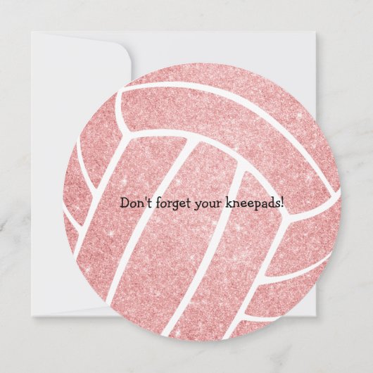 ピンクかわいらしバレーボール誕生日パーティー 案内状 (裏面)