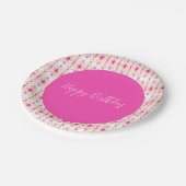 ピンクかわいらしパターン（の模様が）ある色 ペーパープレート (アングル)