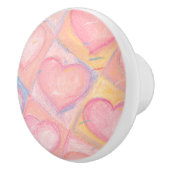 ピンクかわいらしパフェミニンステルハートアートワーク セラミックノブ (右)