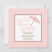 ピンクかわいらしパラソルのブライダルシャワー招待状 招待状 (正面)