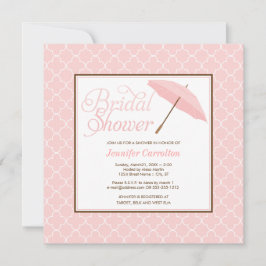 ピンクかわいらしパラソルのブライダルシャワー招待状 招待状