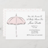 ピンクかわいらしパラソルシャワー招待状 招待状 (正面/裏面)