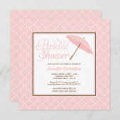 ピンクかわいらしパラソルブライダルシャワーの招待 招待状 (正面/裏面)