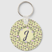 ピンクかわいらしパープルとイエローパンジー キーホルダー (裏面)