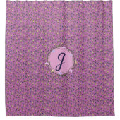 ピンクかわいらしパープルとイエローパンジー シャワーカーテン (正面)