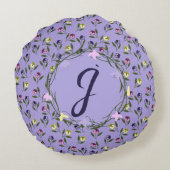 ピンクかわいらしパープルとイエローパンジー ラウンドクッション (裏面)