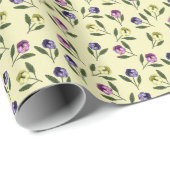 ピンクかわいらしパープルとイエローパンジー ラッピングペーパー (ロールコーナー)