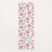 ピンクかわいらしパープルガーデンフローラ植物学 ヨガマット (正面)