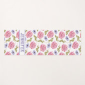 ピンクかわいらしパープルガーデンフローラ植物学 ヨガマット (正面(横))