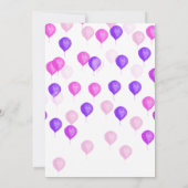 ピンクかわいらしパープルバルーンベビーシャワー招待状 招待状 (裏面)