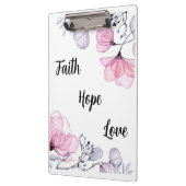 ピンクかわいらしパープルフローラクリスチャン クリップボード (左)