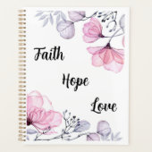 ピンクかわいらしパープルフローラクリスチャン プランナー手帳 (正面)