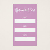 ピンクかわいらしパープルロゴ縦アポイントメントカード (裏面)