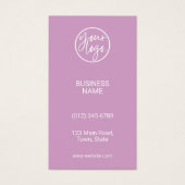 ピンクかわいらしパープルロゴ縦アポイントメントカード (正面)