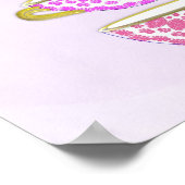 ピンクかわいらしパープル中国ティーカップウォールアートポスター ポスター (角)