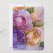 ピンクかわいらしパープル金ゴールドフローラ誕生日 招待状 (裏面)