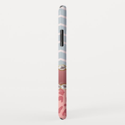 ピンクかわいらしヒョウのシボロン美しい真珠 Case-Mate iPhoneケース (裏面/右)