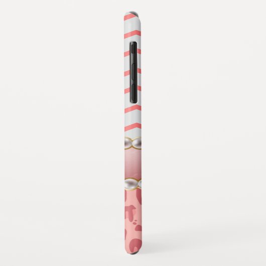 ピンクかわいらしヒョウのシボロン美しい真珠 Case-Mate iPhoneケース (裏面/左)