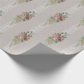 ピンクかわいらしビクトリアンのバラとホワイトレース ラッピングペーパー (角)